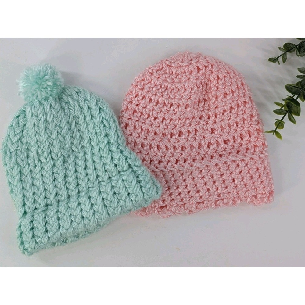GRANDMA MADE BEANIES🇺🇸American 18" Girl Doll Winter Knit Hats Darling Crochet